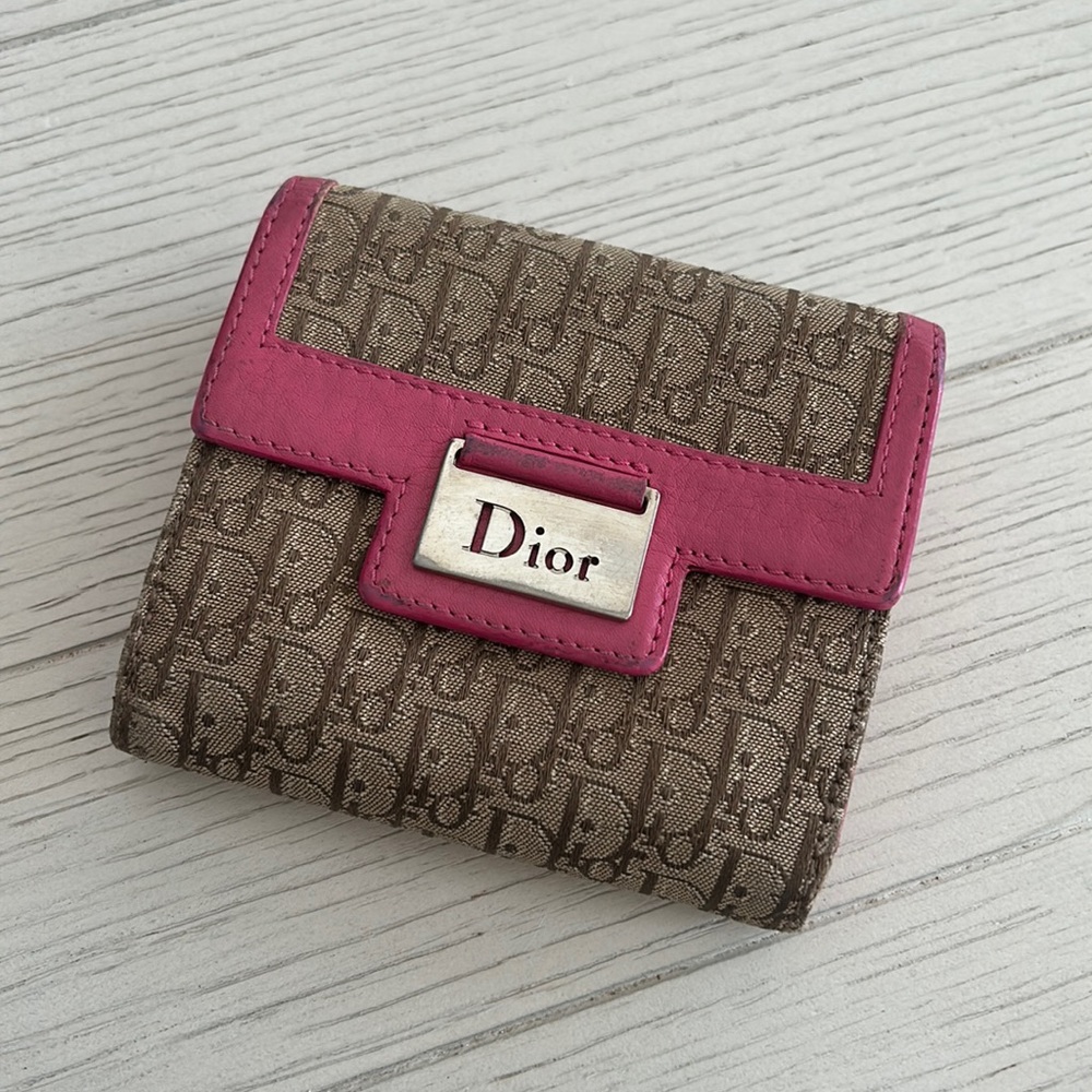 Dior compact monogram canvas wallet